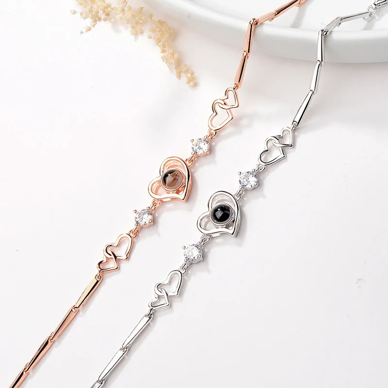 Personalized Po Custom Jewelry A Variety Of Heart-Shaped Steel Projection Bracelets Commemorative Gifts For Women 250430