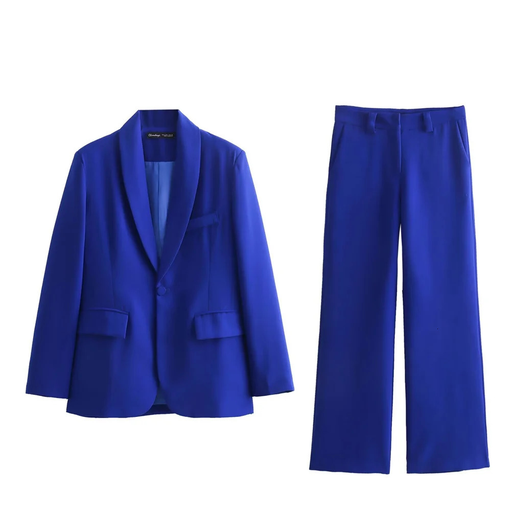 Spring Womens Fashion Slimming Dress Collar Set Coat High Waist Straight Leg Pants Casual 250530