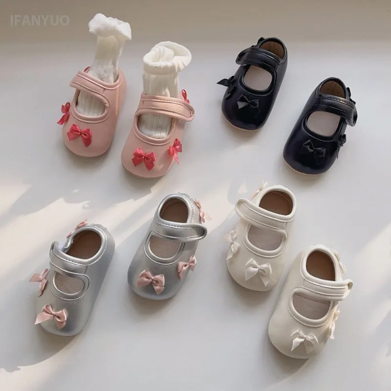 Baby walking shoes girls spring bow childrens anti slip soft soled shoes fashionable princess dress shoes 250430