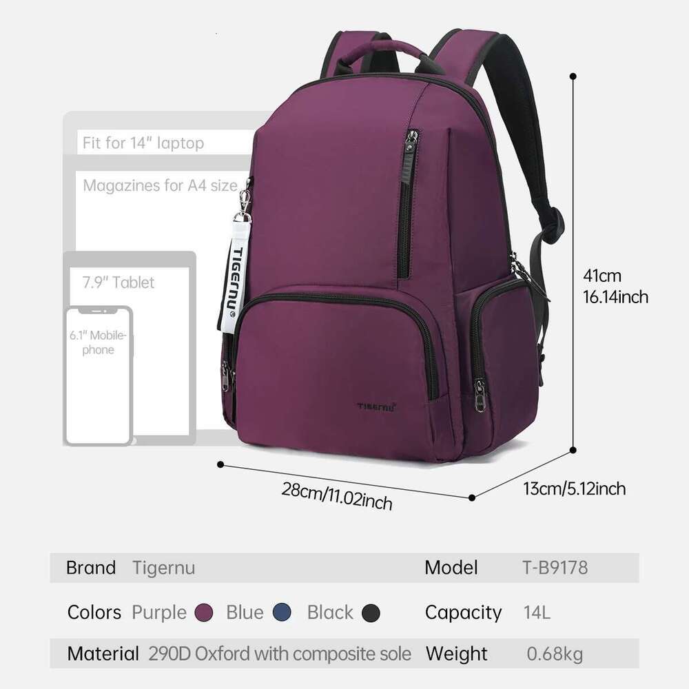 Tigernu New Women Casual Backpacks Outdoor Traveling Multi Pockets Laptop Daily Leisure Bags Splashproof School Mochila