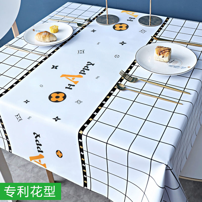 D302 square tablecloth waterproof, anti-scalding, anti-oil, washable pvc tablecloth ins dining table cloth coffee table dining table table cover cloth
