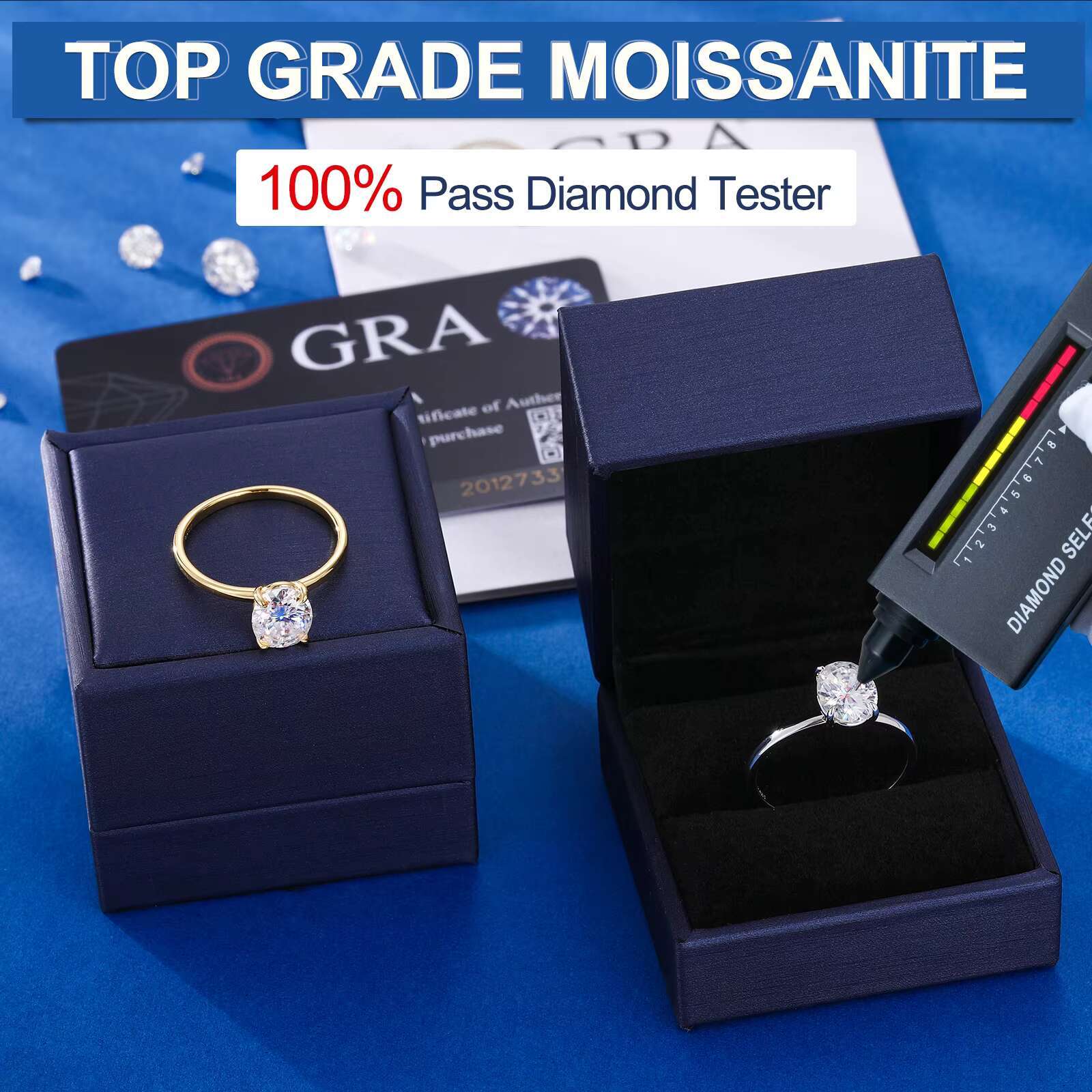 Oval Moissanite Engagement Rings 18K Gold Plated 925 Sterling Silver Lab Created Solitaire Diamond Promise Ring for Her Women