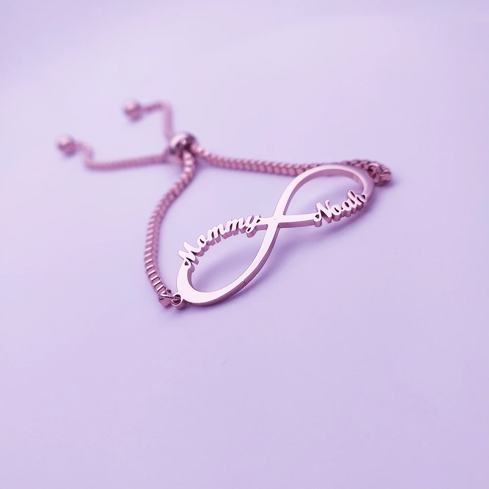Tangula Personalized Custom Name Bracelet Mom Infinity Adjustable Bracelet Stainless Steel with Kids Names Gift for Mom Jewelry 250430