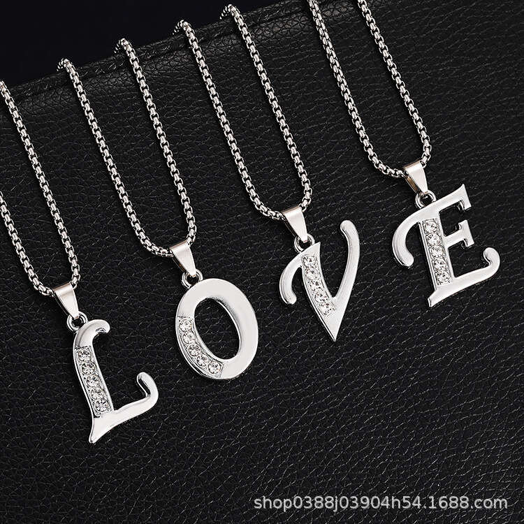 2025 Spring New Collection Of 26 English Letter Necklaces Men, Popular And Creative Dia Studded Jewelry Accessories For Women