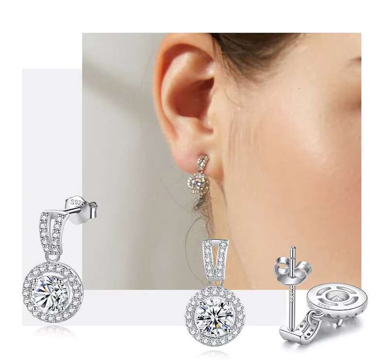 Sparkling VVS Iced Out Moissanite Earring Men Women Cluster Hiphop 925 Silver Moissanite Earring