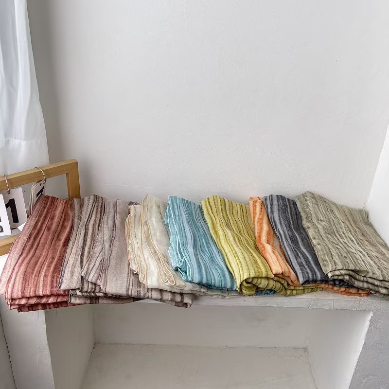 T605 simple soft thin cotton and linen scarf female 2025 spring new high-end neck shawl