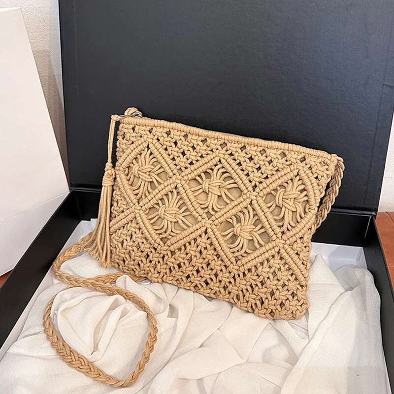 Fashion Woven Hollow Out Shoulder Straw Summer Crossbody Beach Travel Handbag Female Bag Women Messenger Bags 2024