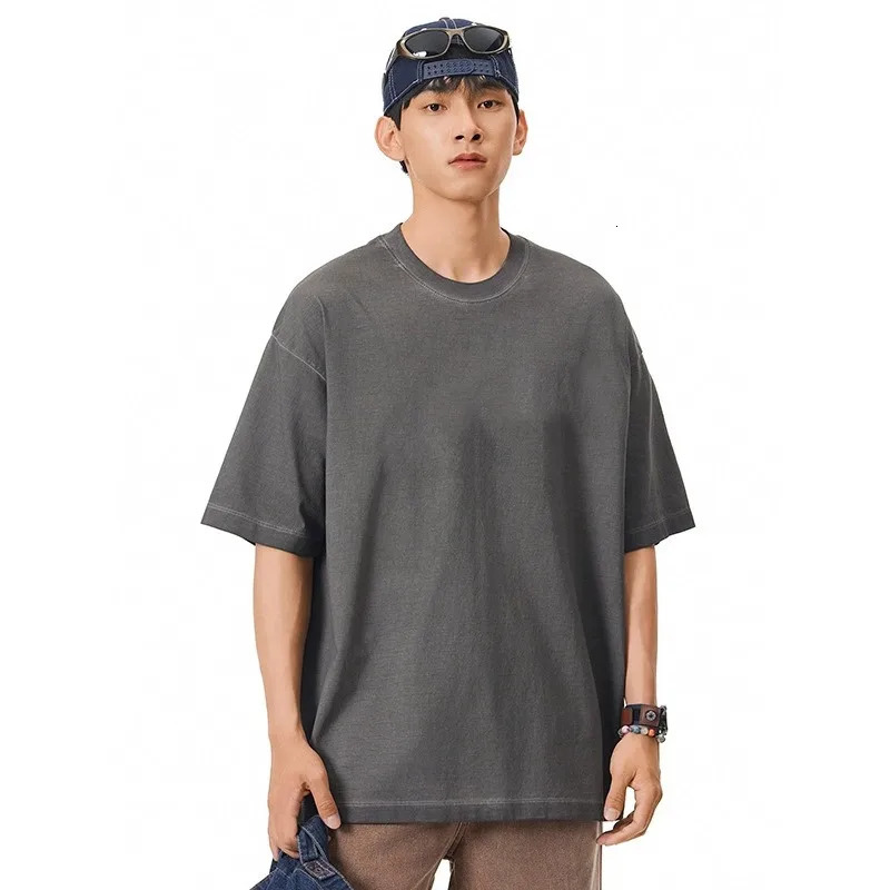 MensWomens Heavy 240g 100% Cotton Washed Retro American Street Tshirt Loose Fit Casual Short Sleeve Top 250530