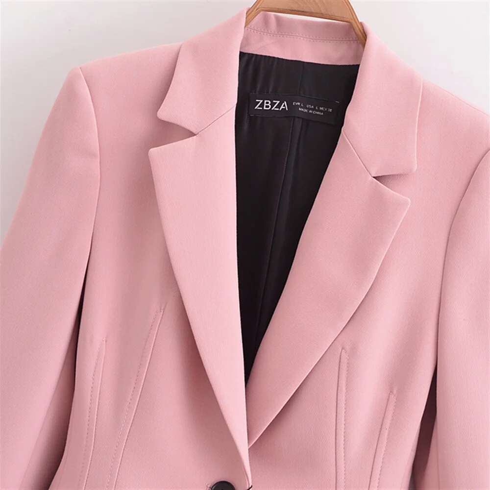 TRAF Autumn New Product Women's Fashion Casual Solid Color Slimming Collar Pocket Decoration Long Sleeve Suit Coat