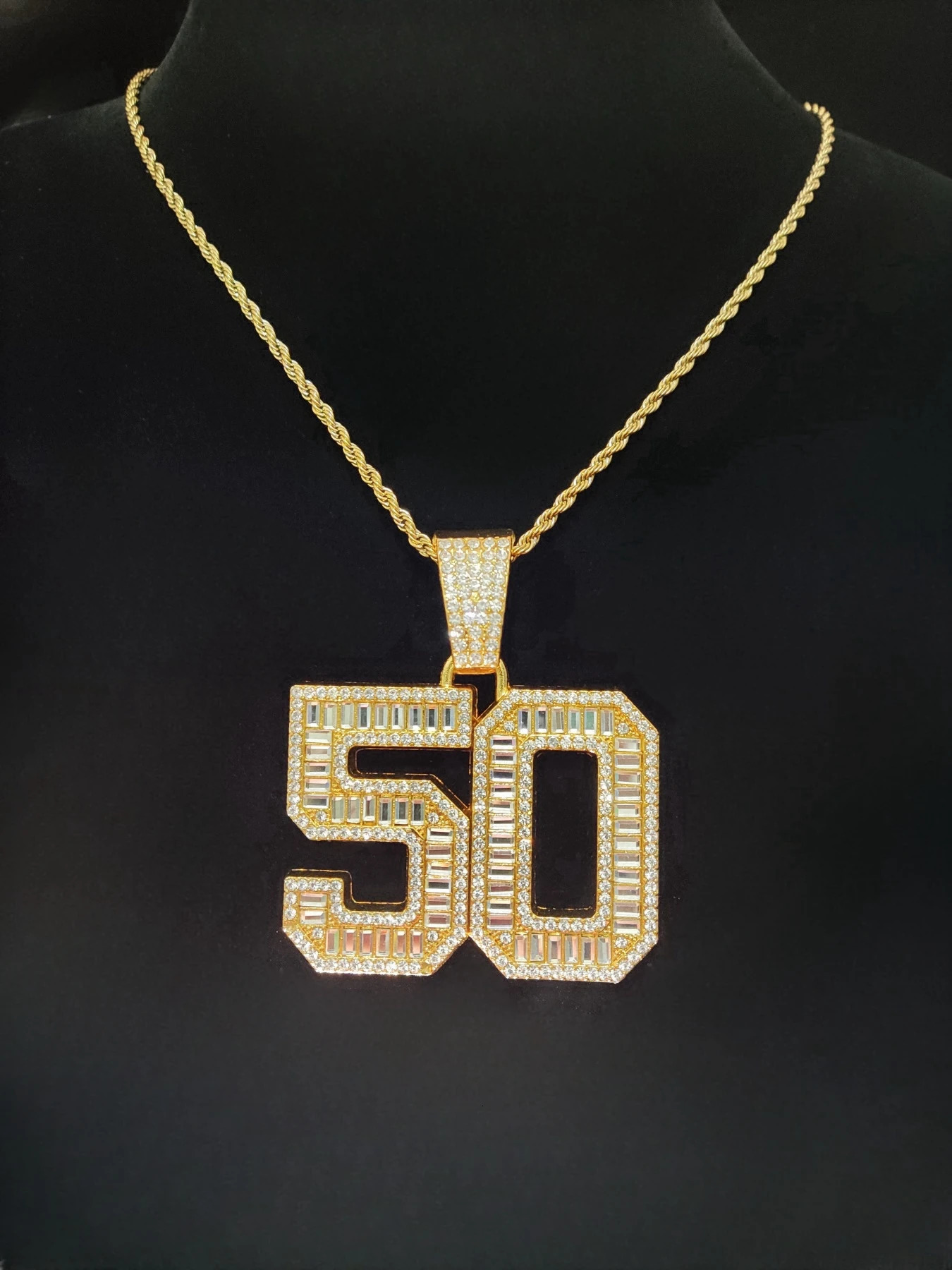 Arrived Hip Hop 50 Number r Pendant Necklace Men Women Chain Iced Out Bling Necklaces HipHop Jewelry Fashion Gift 250428