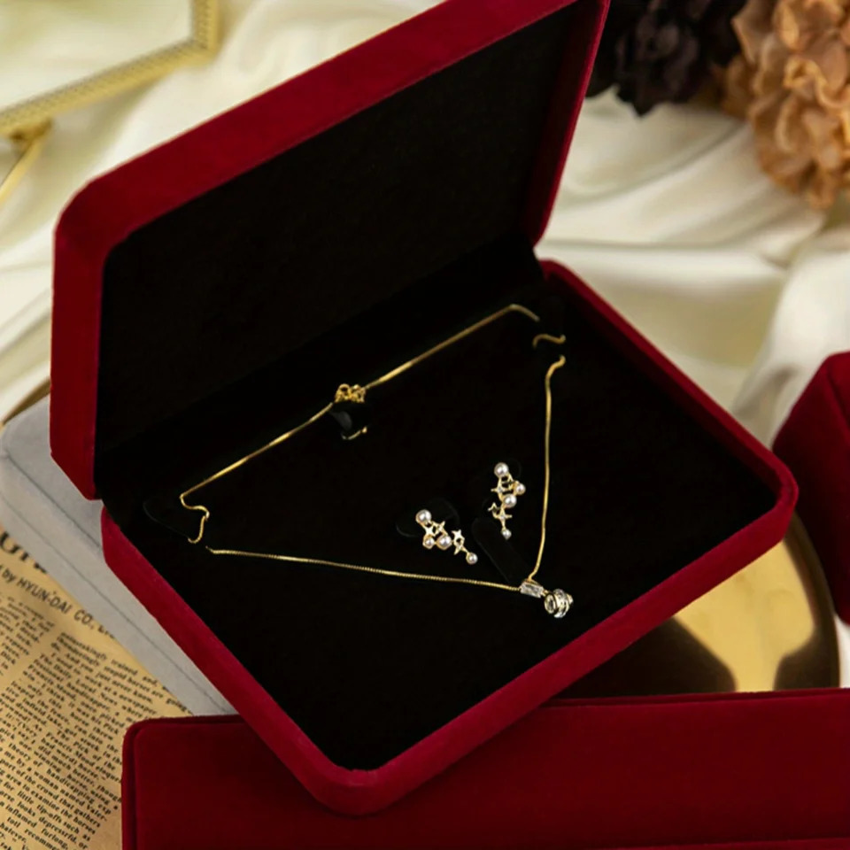 Fillet jewelry box ring box bracelet pendant stud earring necklace storageDisplay Holder Case for Engagement Wedding 250428