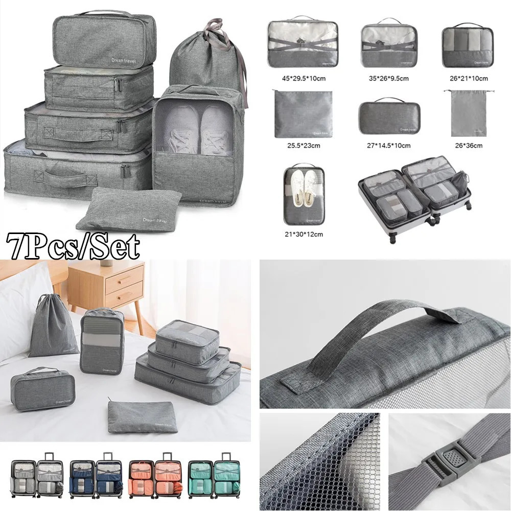 8/7/6-piece travel organizer storage bag luggage packaging set portable luggage organizer clothing shoe bag 250430