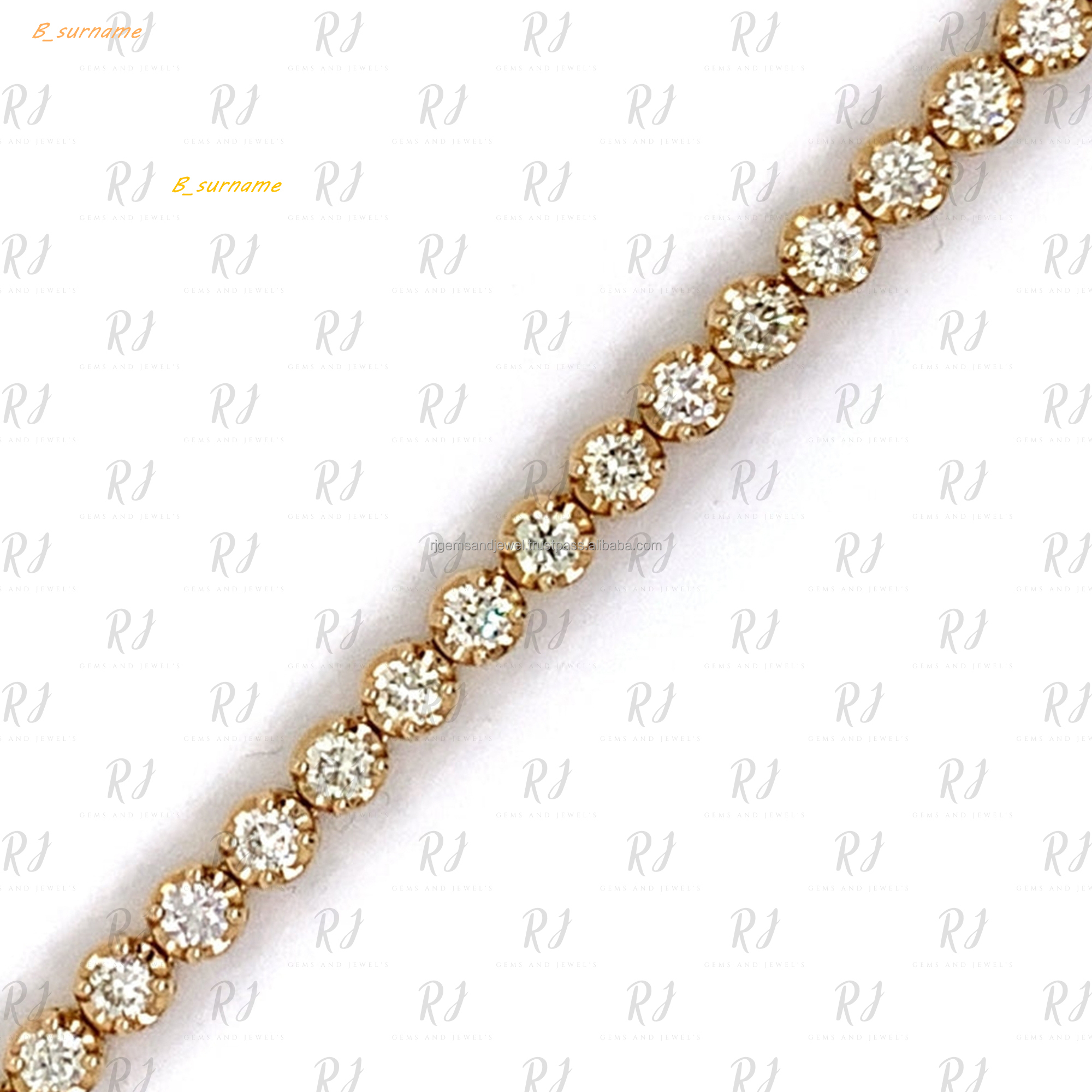 Moissanite Diamond Tennis Bracelet 10K Solid Gold Bezel-Set Tennis Bracelet With Round Brilliant Cut Diamond