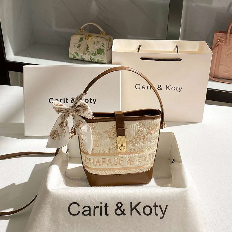 2025 Bucket Shoulder Bag With Floral Embroidery Pattern And High Quality Material Women Handbag For Daily Use