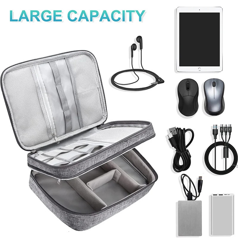 Cable storage bag waterproof digital electronic manager portable USB data cable charger plug storage bag travel cable manager 250430