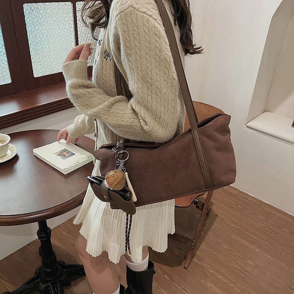 Hobo Bags For Women Slouchy Bag Large Brown Tote Handbag Shoulder With Inner Pocket Faux Suede For Travel Shopping