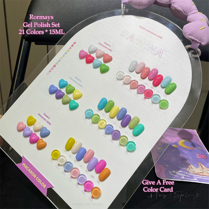 Rormays Macaron gel polishing 21 mixed transparent gel UV LED immersion durable UV summer color nail primer complete candy color salon wholesale facto