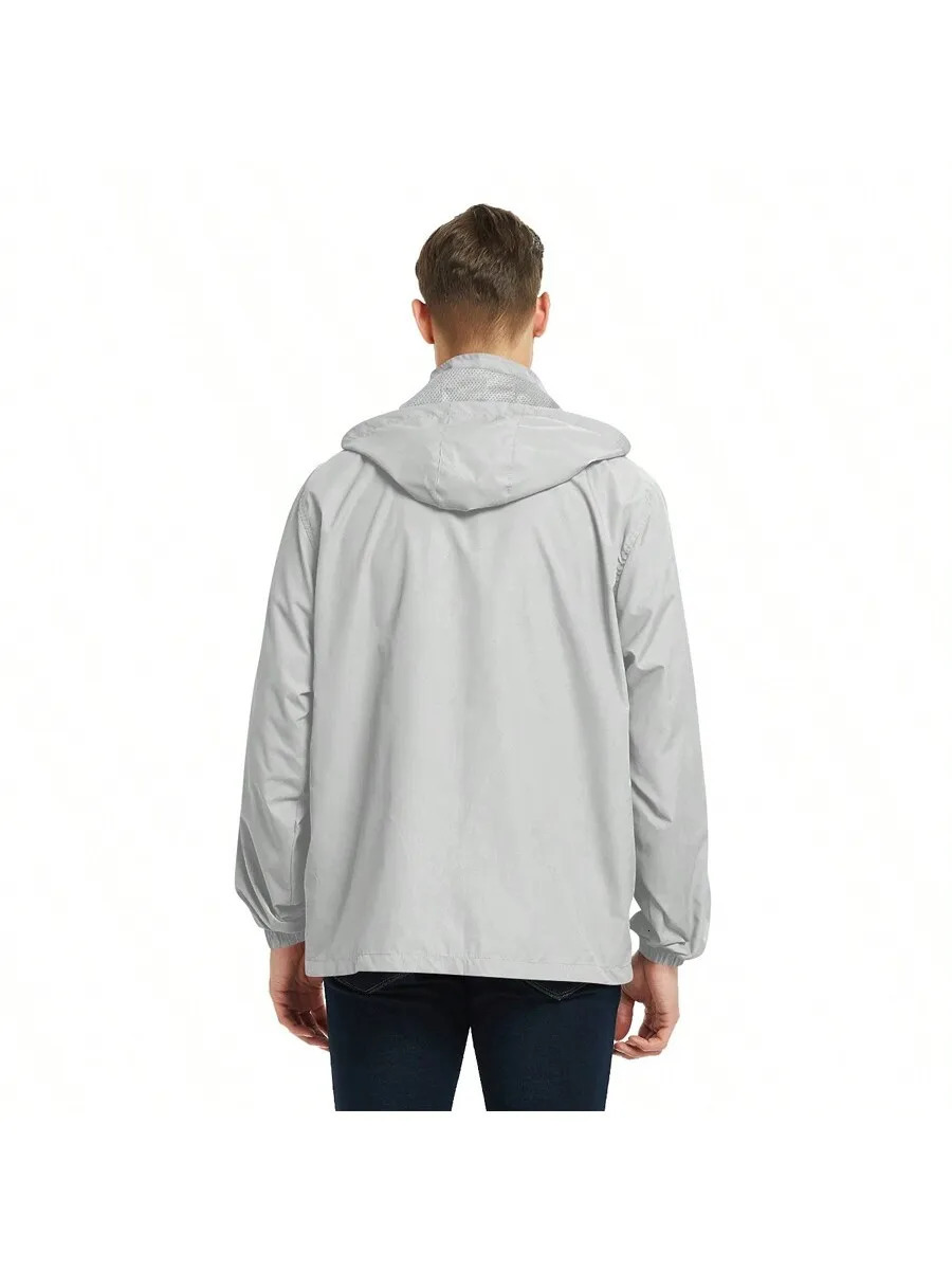 Mens lightweight windproof jacket waterproof hooded with zipper suitable for outdoor play 250428