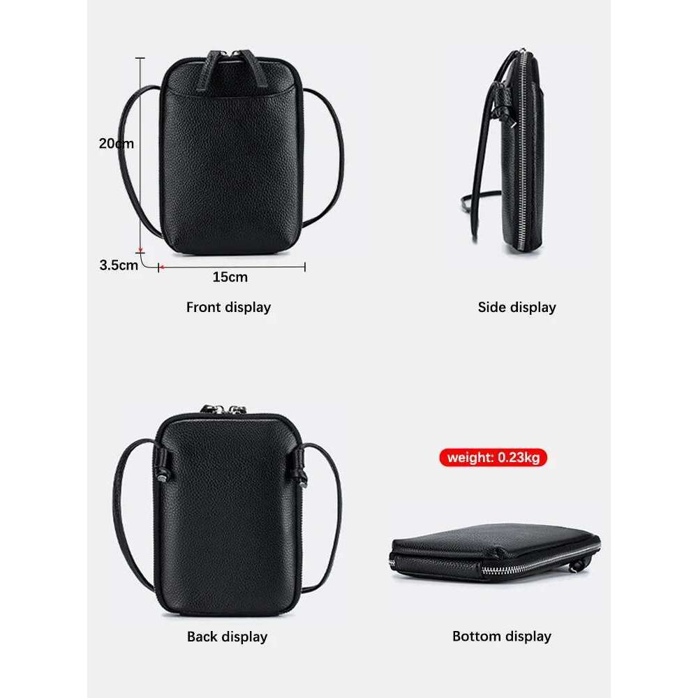 Zency Soft Genuine Leather Female Handbag Small Phone Pouch Bag Multi-functional Cross body Shoulder Card Holder With Key Ring