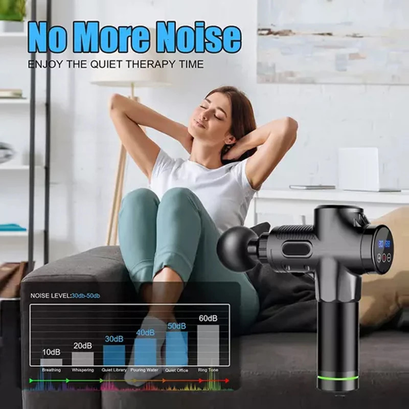 Muscle Massage Gun 6 Attachments Deep Tissue Percussion Massager Handheld Electric Body Massagers Sports Drill for Athletes 250424