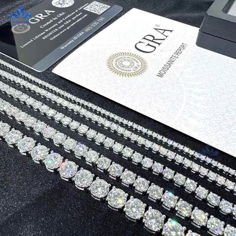 Factory Price Gold Plated S925 Sliver Vvs Moissanite Tennis Chain 2-6.5mm Iced Out Diamond Hiphop Tennis Necklace Bracelet