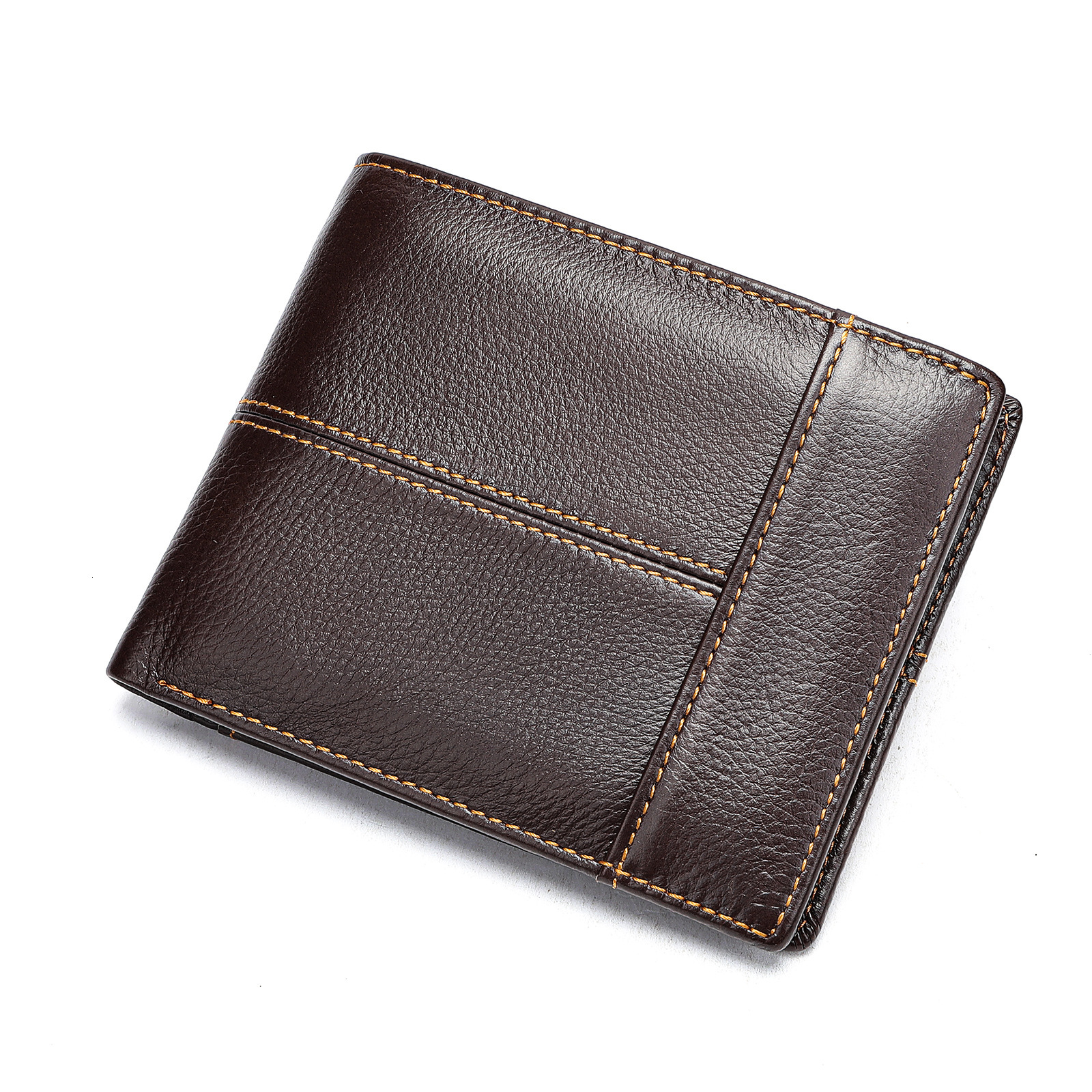 RFID anti-theft genuine short top layer cowhide multi card slot 20% off men's leather zero wallet