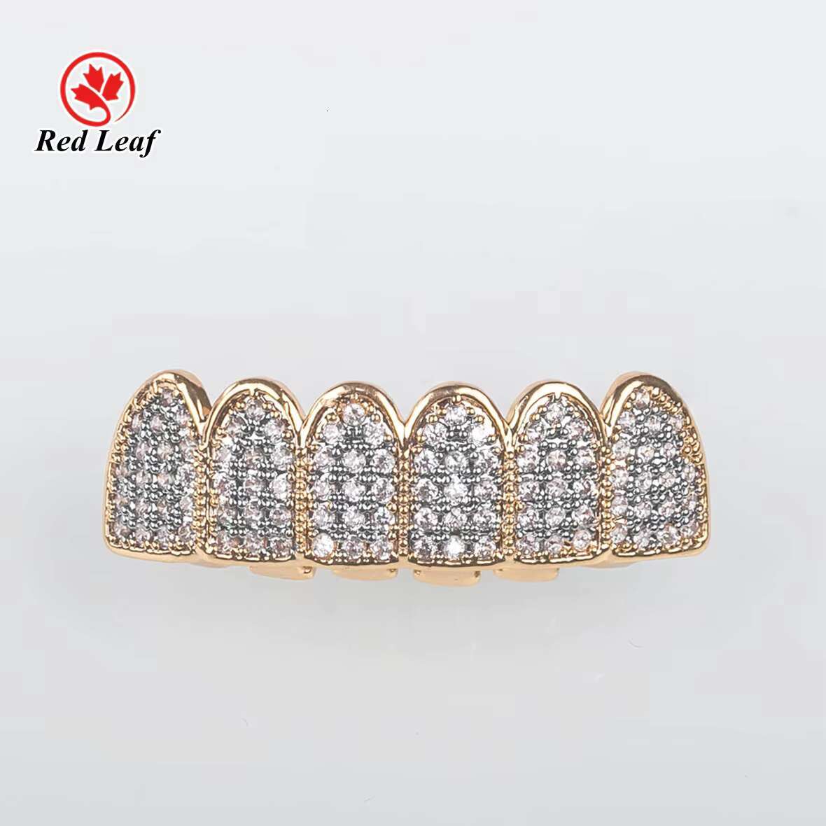 Redleaf Jewelry Moissanite Grillz Custom Teeth Grillz 6 Top 6 Bottom Fully Iced Out 925 Sterling Silver Diamond Moissanite Grill