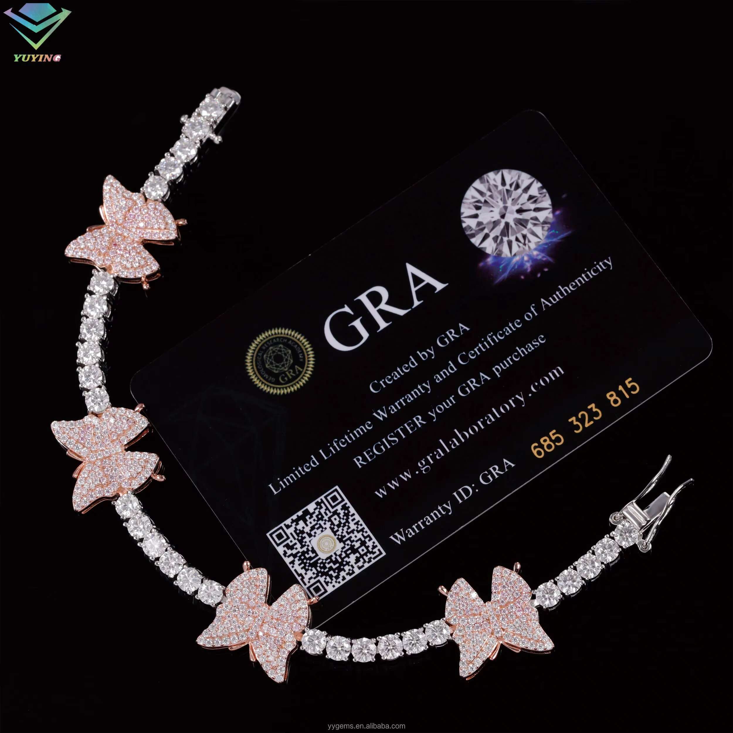 Beautiful Moissanite Butterfly Tennis Chain 3mm Wide 925 Solid Silver VVS Diamond Women Necklace Butterfly Tennis Link Chain