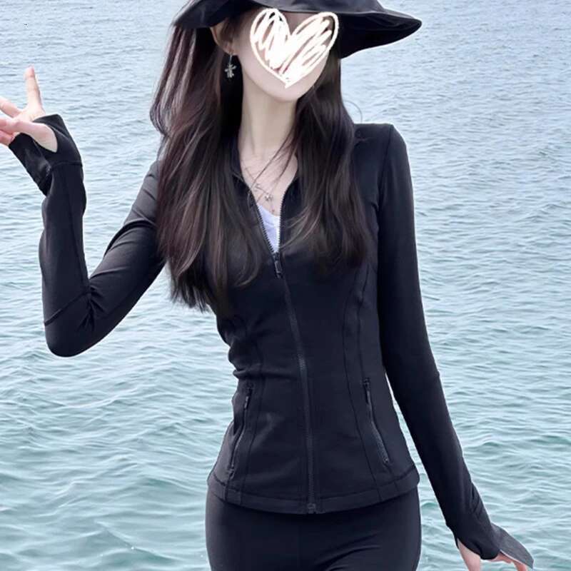 Black Slim Yoga Summer New Fiess Sports Jacket Tops