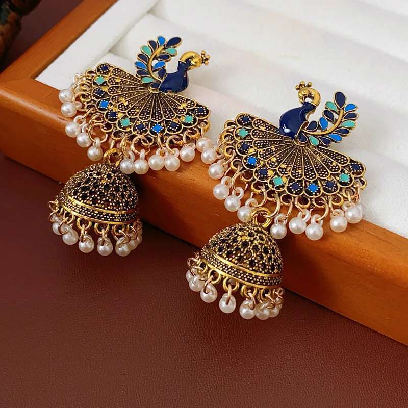 2024 Vintage Pearl Earrings For Women Steel Needle Pea Oil Round Fringe Drop Earring Party Fashion Jewelry Gifts