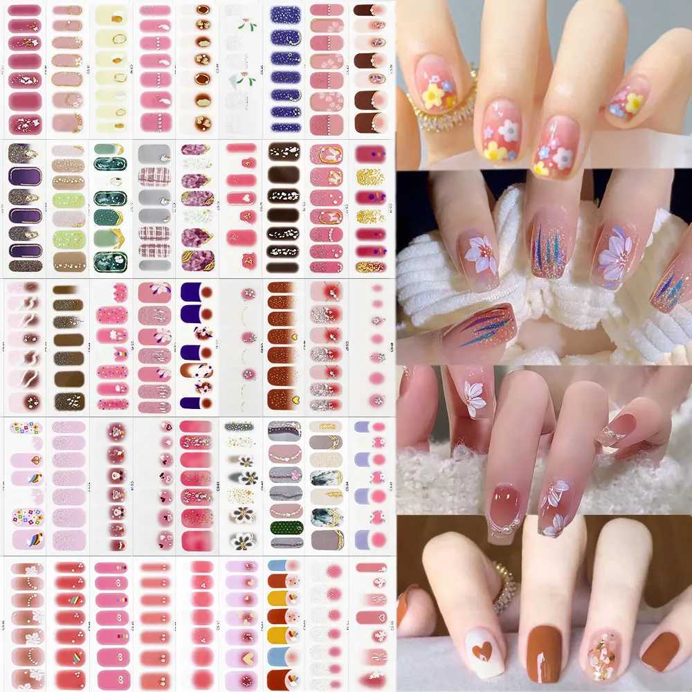 50 styles full package nail polish decal/heart/powder blusher/French design nail polish package 14 tips adhesive decal baking Fr H25429