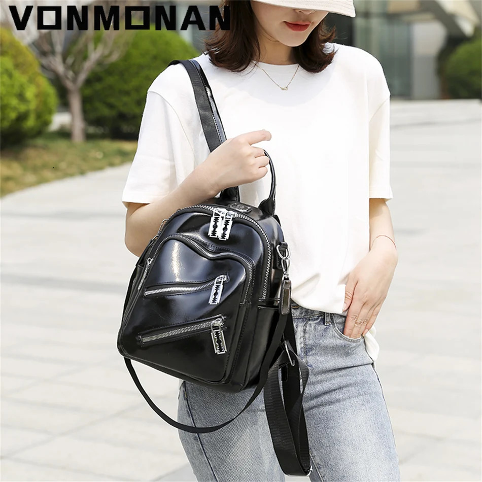 Fashion womens backpack PU leather travel Rucksack casual shoulder bag for teenagers high-quality school bag 250427
