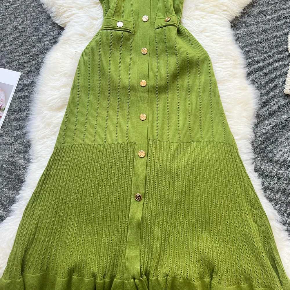 YuooMuoo brand fashionable womens summer knitted long dress elegant French single sweat wicking dress womens office vest W250430