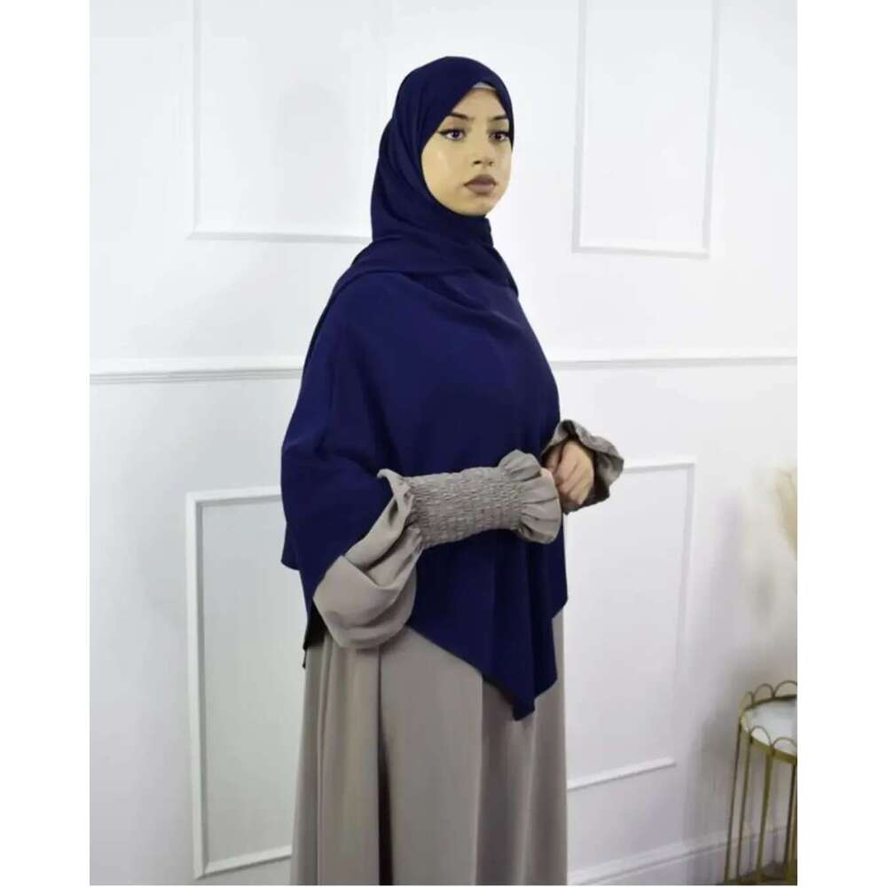 Anti Slip Muslim Hijab Set Jersey Khimar Abaya With Silicone Grip Band Breathable Islamic Prayer Scarf For Women
