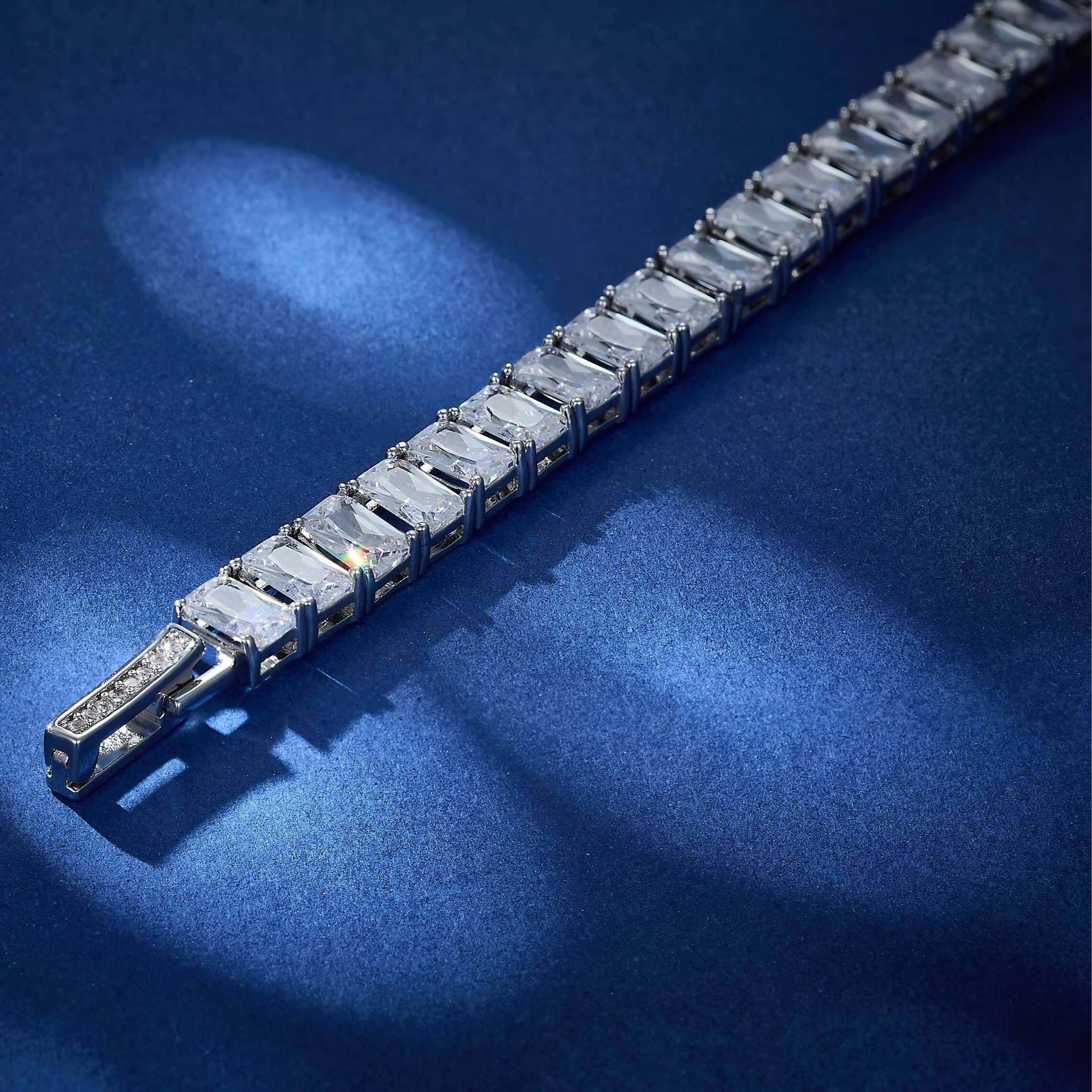 Classic Square Tennis Chain Bracelet Women Trendy Rhodium Plated CZ Zircon Diamond Hand Link Ladies Bracelet