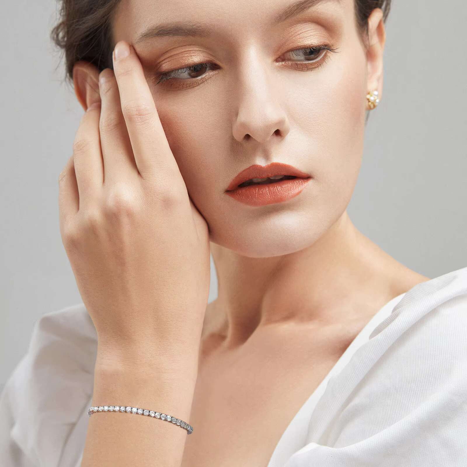 Valentines Gift Moissanite Tennis 925 Silver Wedding Bridal Prom Birthday Women Girls Jewelry VVS Lab-Grown Moissanite Bracelet