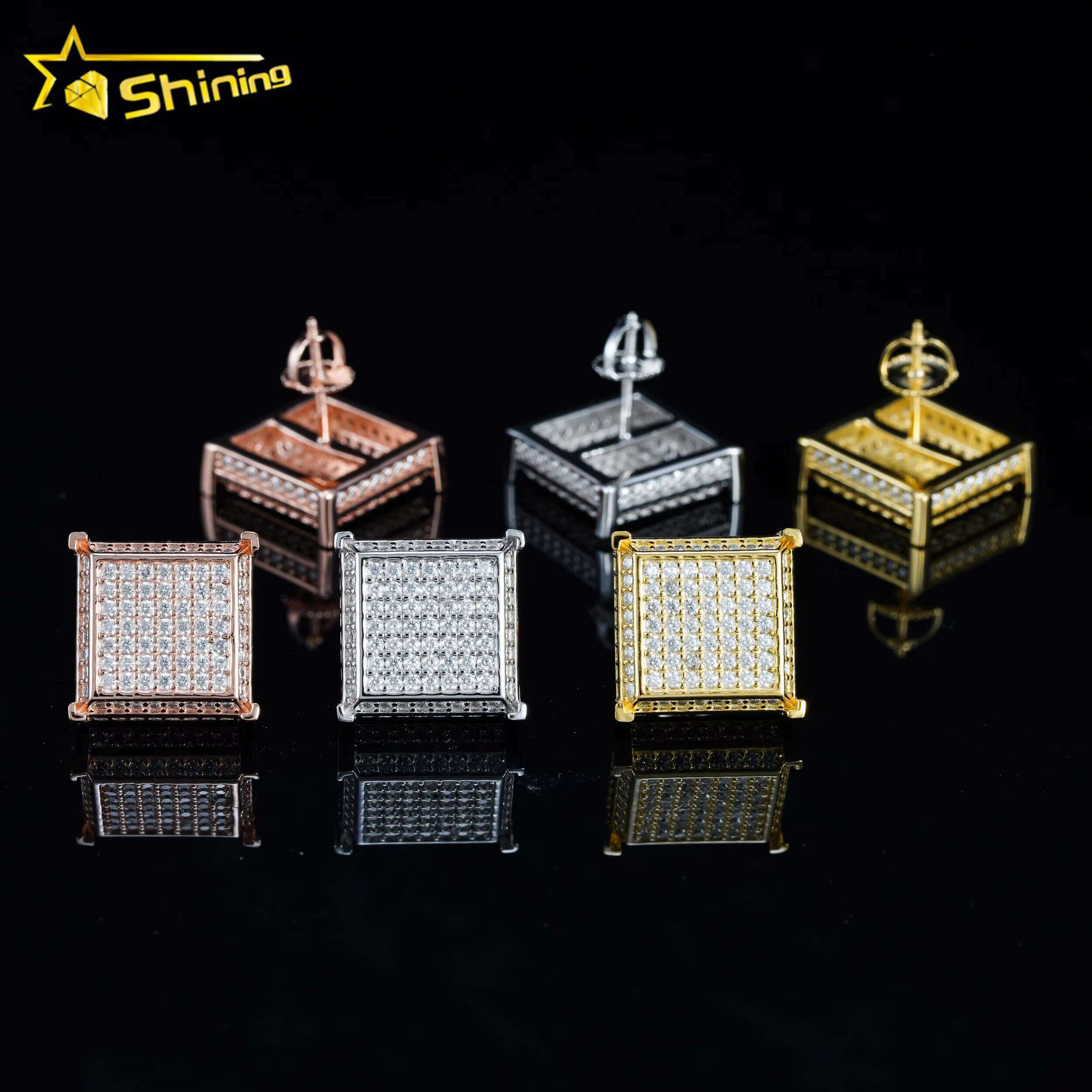 Ready to Ship Pass Diamond Tester GRA Certified 925 Sterling Silver Hip Hop Jewelry VVS D Color Moissanite Stud Earrings Mens