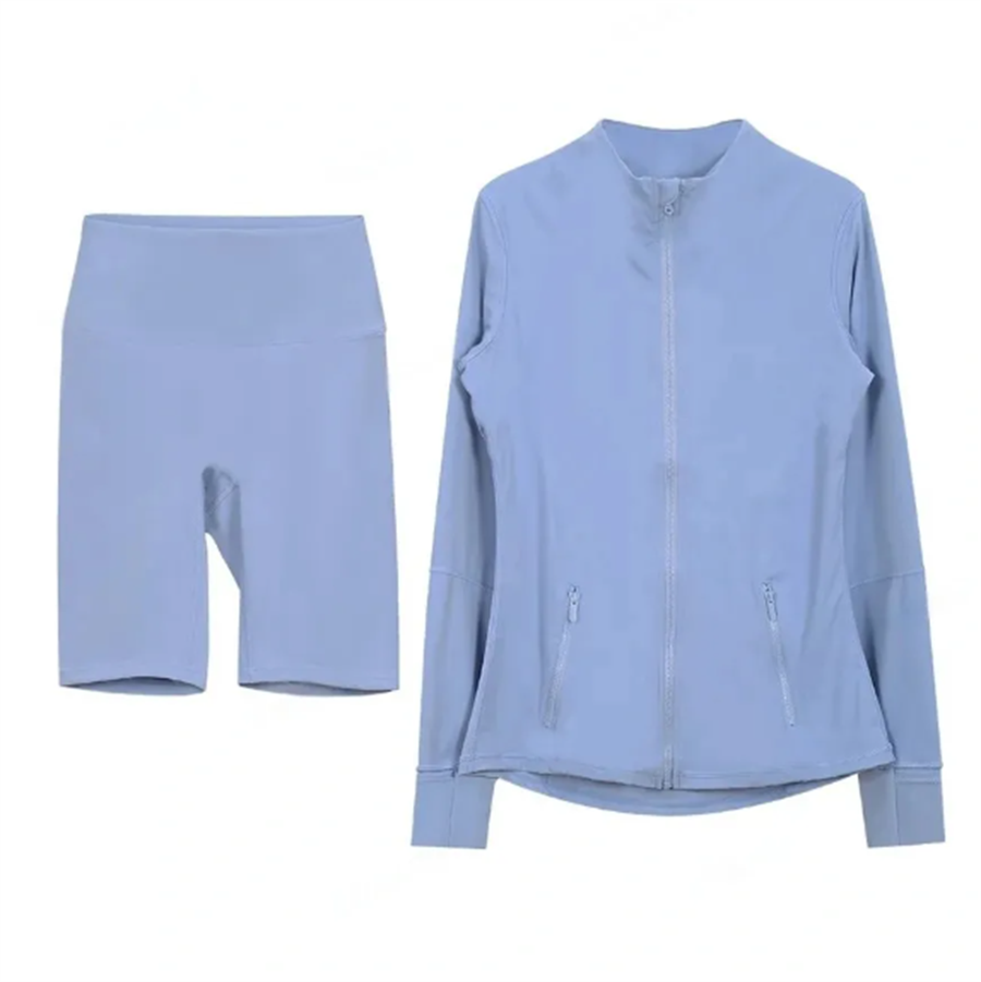2pcs Womens Designer Yoga Set Gym Workout Clothes Leggings and Zip Up Jacket Activewear Sports Coat Quick Dry Fitness Outfit Running Training Set