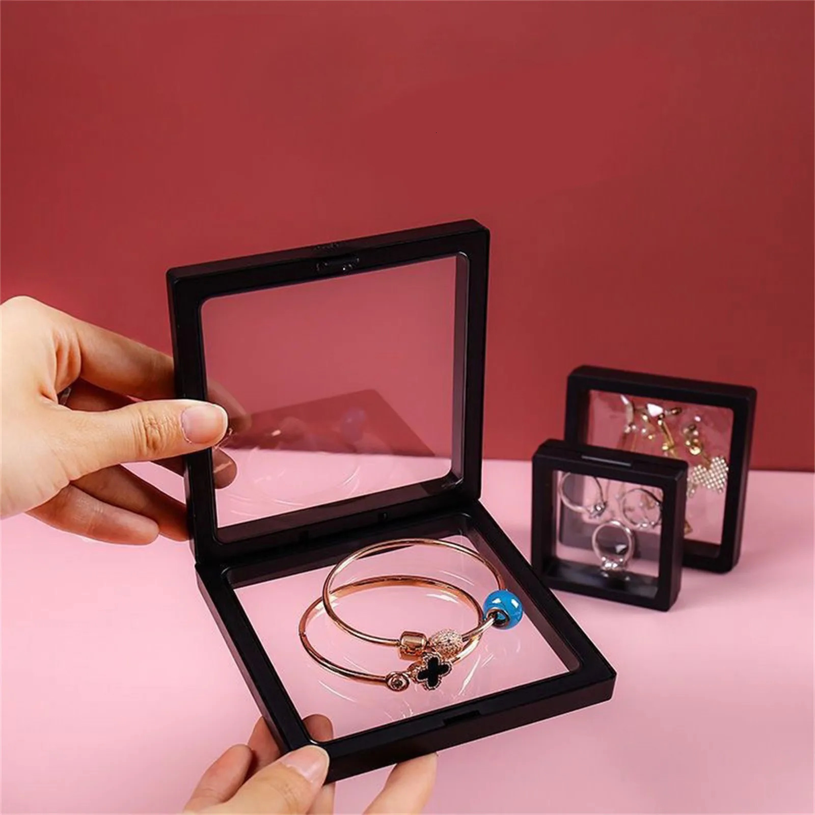 Jewelry Storage Box Earring Studs Storage Box Antioxidant Pe Film Suspension Box Hand String Bracelet Elastic Box 250428
