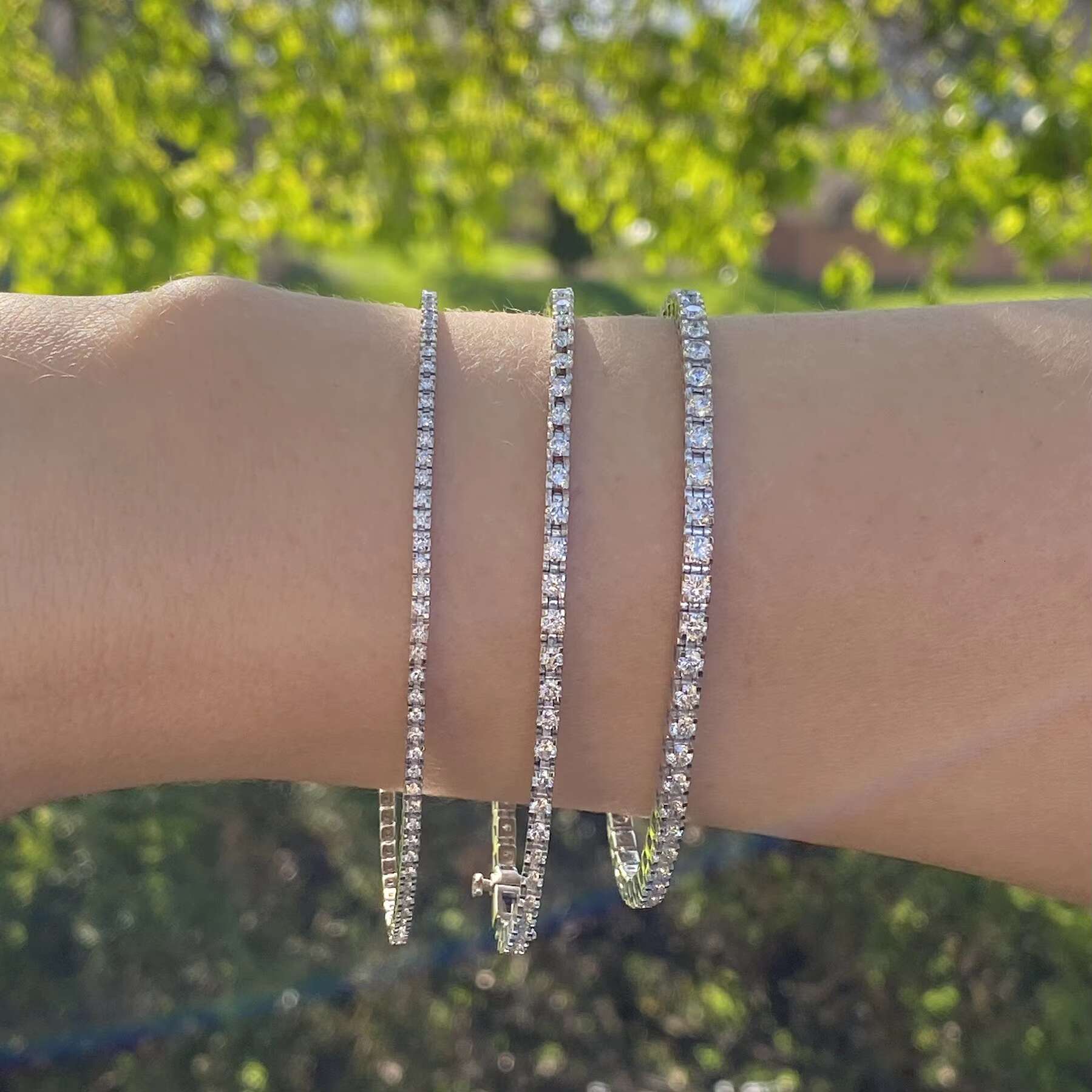 Moissanite Silver Jewelry Tennis Bracelet 4mm Round Cut Moissanite 18K Plated White Gold Women Diamond Tennis Bracelet