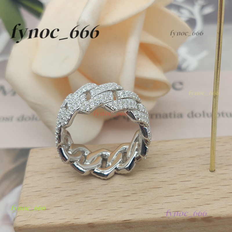 Wholesale Price Moissanite Jewelry Cross 925 Silver Iced Out 2row Diamond Cuban Rings Moissanite Hip Hop Ring