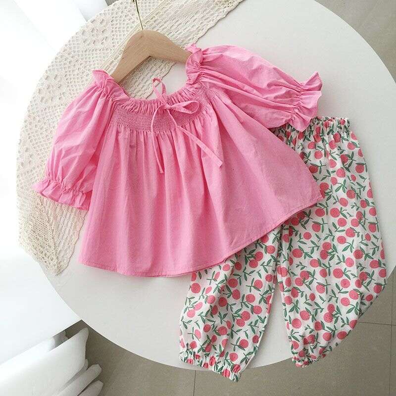 Children's Mosquito Repellent Thin Summer Floral Ice Silk Loose And Versatile Checkered Print Girl Baby Lantern Pants Children