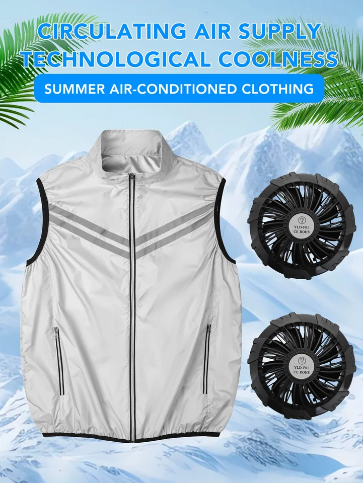 Mens set fan summer cooling casual style 250428