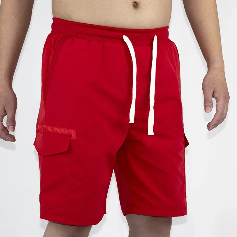 Mens summer loose casual plus size elastic waist cargo tactical shorts for outdoor jogging 250425