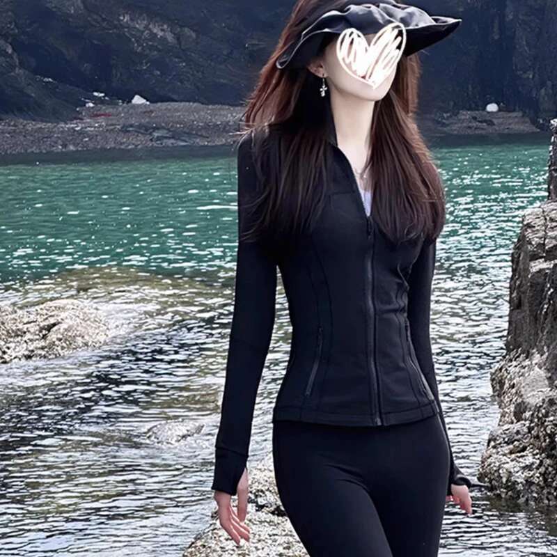 Black Slim Yoga Summer New Fiess Sports Jacket Tops