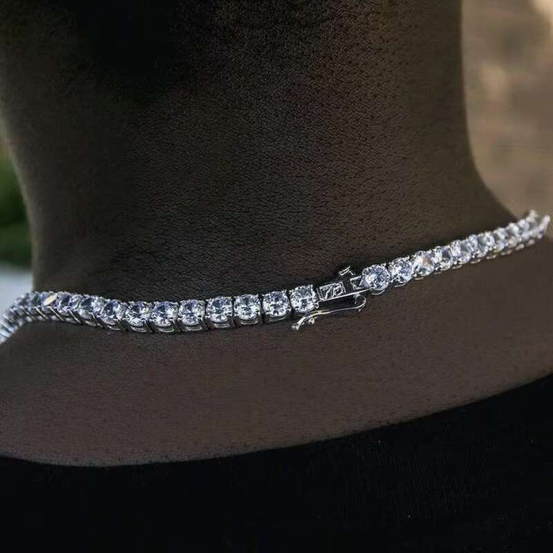 Customize Round Cut Tennis Necklace Gold Jewelry Hip Hop Jewelry Tennis Chain for Men Women