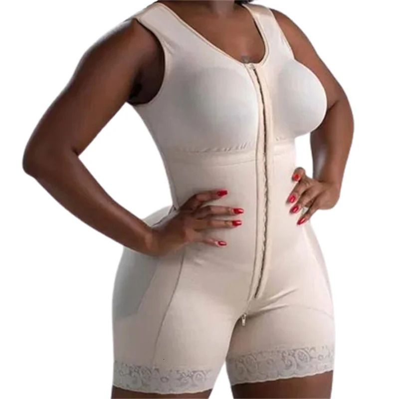 Full body Fajas Colombianas shape a high compression for girls with breasts used postpartum weight loss and abdominal area 250430