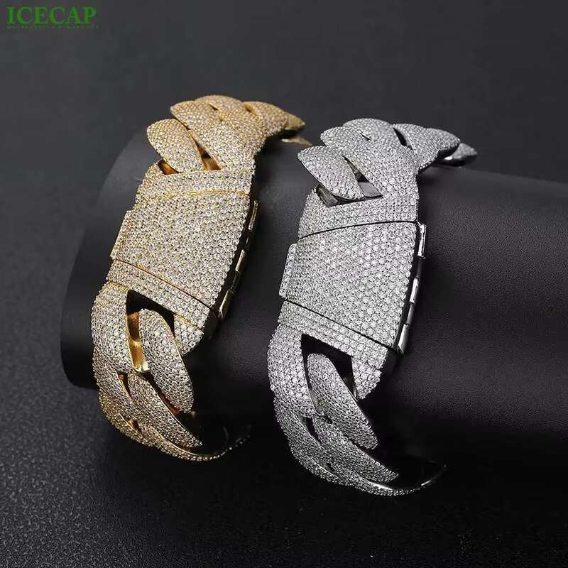 Fine Jewelry Iced Out Necklaces 925 Sterling Silver Hip Hop Cuban Necklace Charm VVS Moissanite Diamond Cuban Link Chain for Men