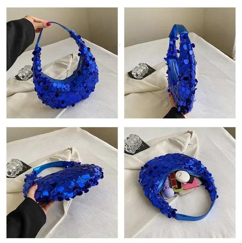 Sparkling sequins womens evening bag er shoulder bag womens retro lingerie cloud bag 250425