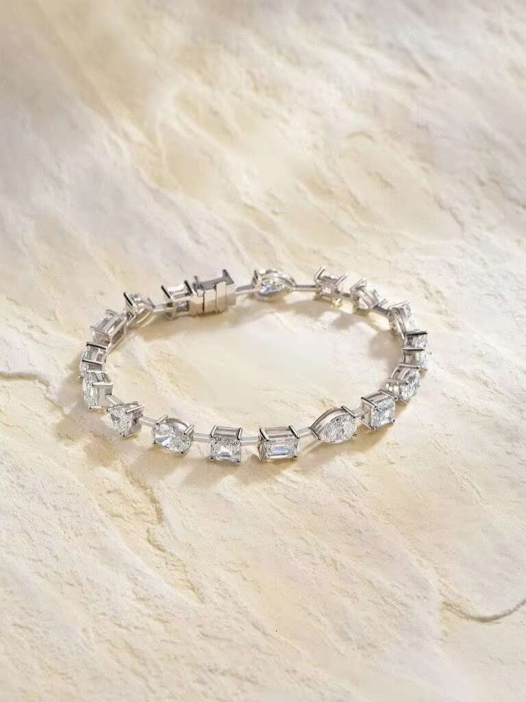 Custom 10K Real Gold Diamond Bracelet Fancy Cut Lab Grown Diamond Tennis Bracelet Diamond for Women Bracelets Bangles